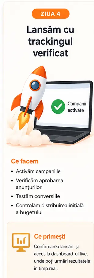 Ziua 4 - lansarea campaniilor Google Ads și verificarea conversiilor